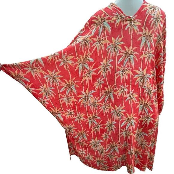 Body Glove Coral Print Cover Up One Size Orange Coral Palm Tree Print - Picture 6 of 16
